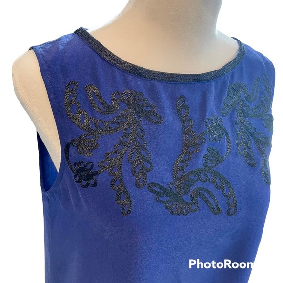 MADEWELL Silk Navy Blue and Black Tank Top - Picture 5 of 9